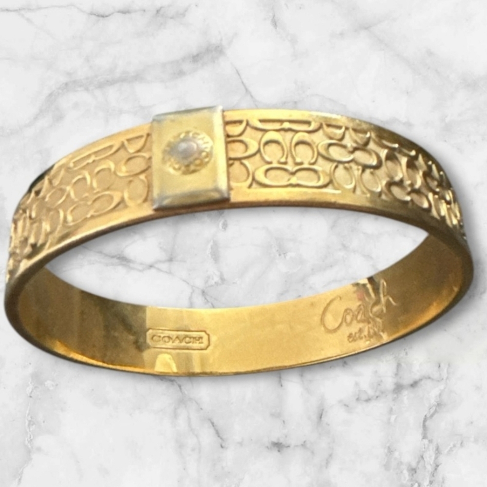 COACH Bangle Bracelet, GOLD TONE, Signature C Embossed - Picture 15 of 16